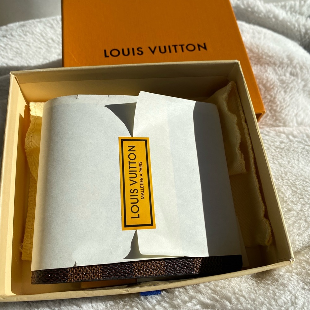 Louis Vuitton Wallet Damier Ebene Brown Multiple Bifold Authentic New with box